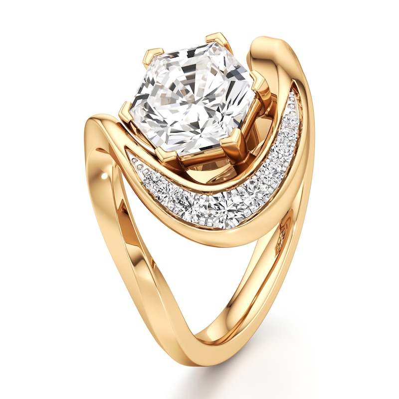 Main Image 4 of J'Lure Hexagon Brilliant-Cut Lab-Grown Diamond Engagement Ring 2 ct tw 18K Yellow Gold