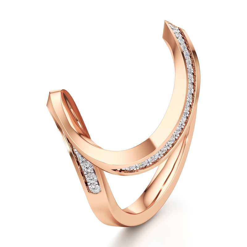 Main Image 4 of J'Lure Lab-Grown Diamond Contour Wedding Band 1/6 ct tw 18K Rose Gold