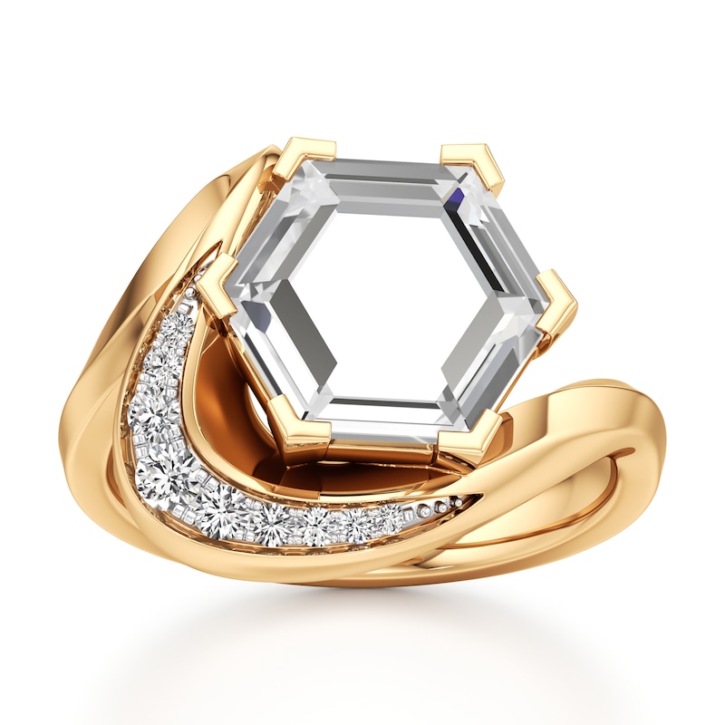 Main Image 1 of J'Lure Hexagon Portrait-Cut Lab-Grown Diamond Engagement Ring 3 ct tw 18K Yellow Gold