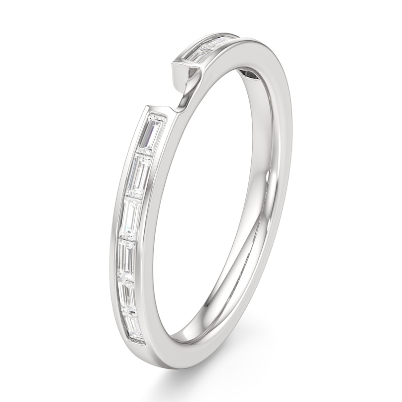 Main Image 4 of J'Lure Baguette-Cut Lab-Grown Diamond Contour Wedding Band 3/8 ct tw 18K White Gold