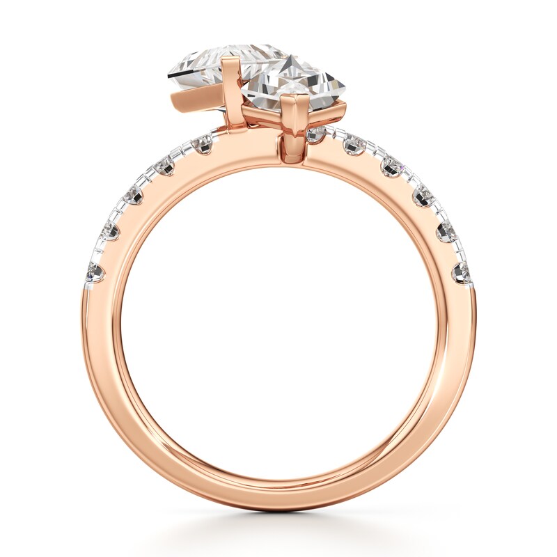 Main Image 2 of J'Lure Kite Step-Cut Two-Stone Lab-Grown Diamond Engagement Ring 3-3/8 ct tw 18K Rose Gold