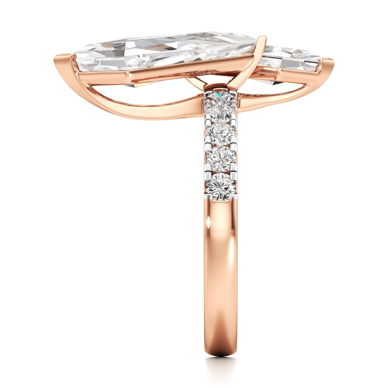 Main Image 3 of J'Lure Kite Step-Cut Two-Stone Lab-Grown Diamond Engagement Ring 3-3/8 ct tw 18K Rose Gold