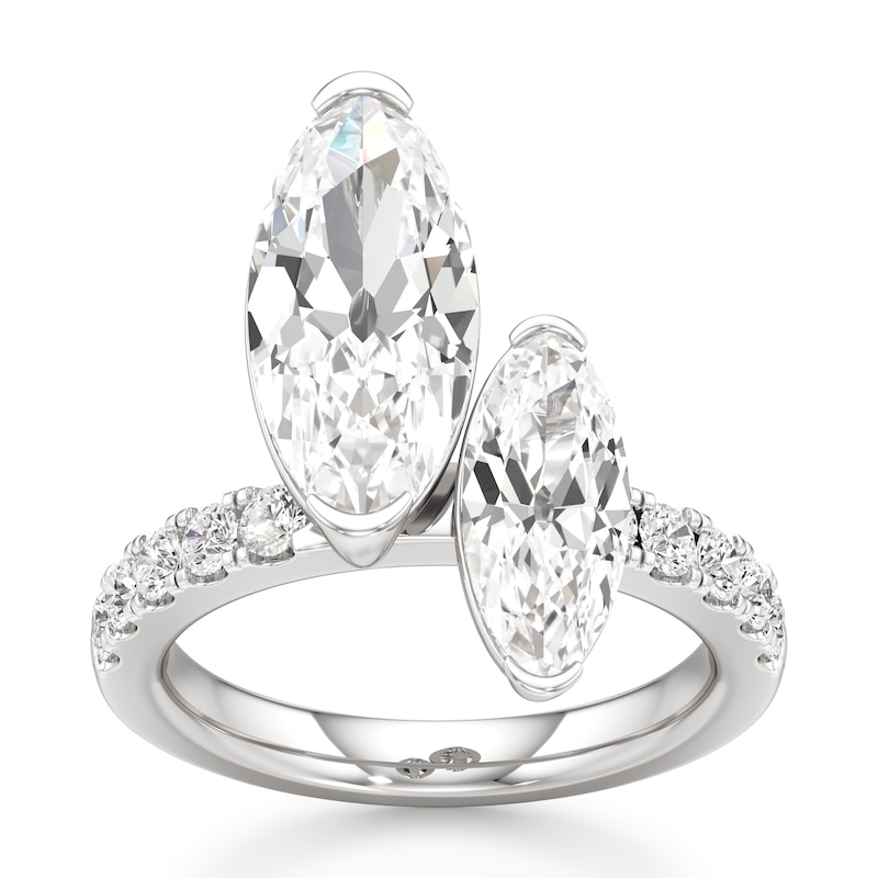Main Image 1 of J'Lure Moval Old-Cut Two-Stone Lab-Grown Diamond Engagement Ring 4-5/8 ct tw 18K White Gold