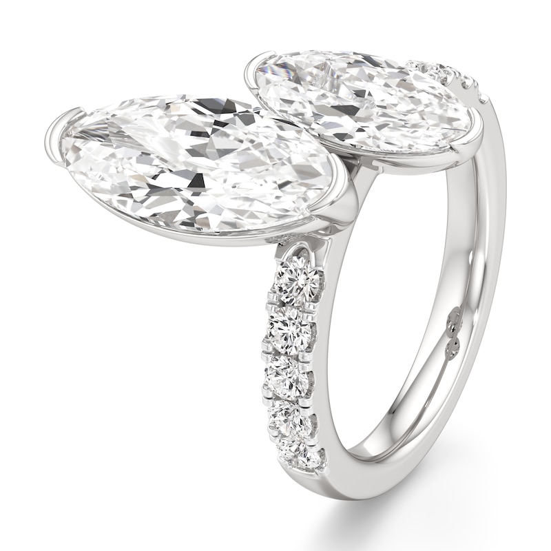 Main Image 4 of J'Lure Moval Old-Cut Two-Stone Lab-Grown Diamond Engagement Ring 4-5/8 ct tw 18K White Gold