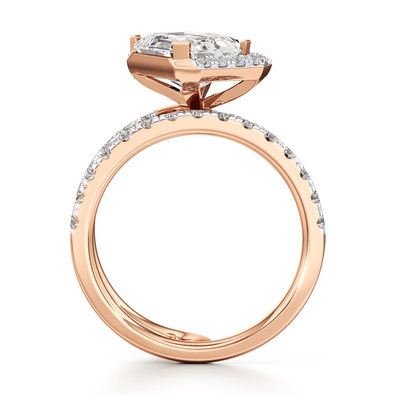 Main Image 2 of J'Lure Imperial-Emerald Step-Cut Lab-Grown Diamond Spiral Engagement Ring 3-7/8 ct tw 18K Rose Gold