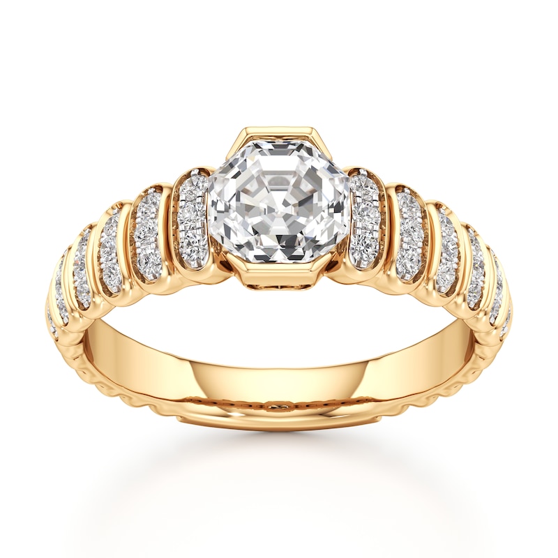 Main Image 1 of J'Lure Octagon Step-Cut Lab-Grown Diamond Engagement Ring 1-1/4 ct tw 18K Yellow Gold