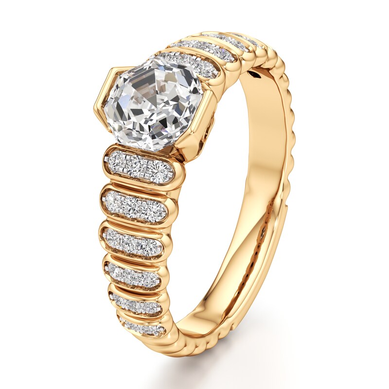 Main Image 4 of J'Lure Octagon Step-Cut Lab-Grown Diamond Engagement Ring 1-1/4 ct tw 18K Yellow Gold