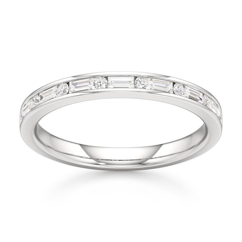 Main Image 1 of J'Lure Baguette & Round-Cut Lab-Grown Diamond Wedding Band 1/3 ct tw 18K White Gold