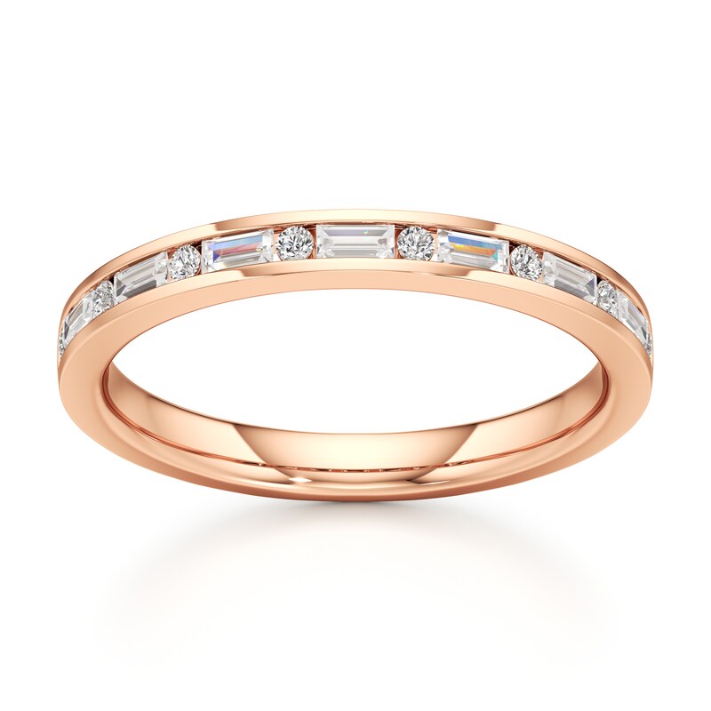 Main Image 1 of J'Lure Baguette & Round-Cut Lab-Grown Diamond Wedding Band 1/3 ct tw 18K Rose Gold