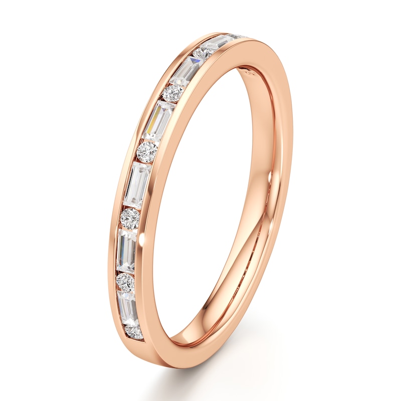 Main Image 4 of J'Lure Baguette & Round-Cut Lab-Grown Diamond Wedding Band 1/3 ct tw 18K Rose Gold