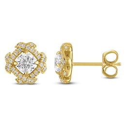 Unspoken Diamond Halo Stud Earrings 1 ct tw 14K Yellow Gold
