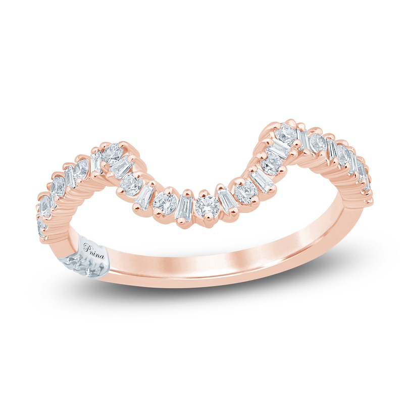 Main Image 1 of Pnina Tornai Baguette & Round-Cut Diamond Contour Anniversary Ring 1/3 ct tw 14K Rose Gold