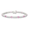 Thumbnail Image 1 of Pink & White Lab-Created Sapphire Bracelet Sterling Silver 7.5"