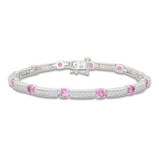 Elegant Silver and Pink B&W Bracelet Swarovski Crystal and Zirconia Matrix Rhodium-Plated Pink  main image 3