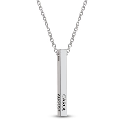 Engravable Stick Necklace 18K White Gold 20"