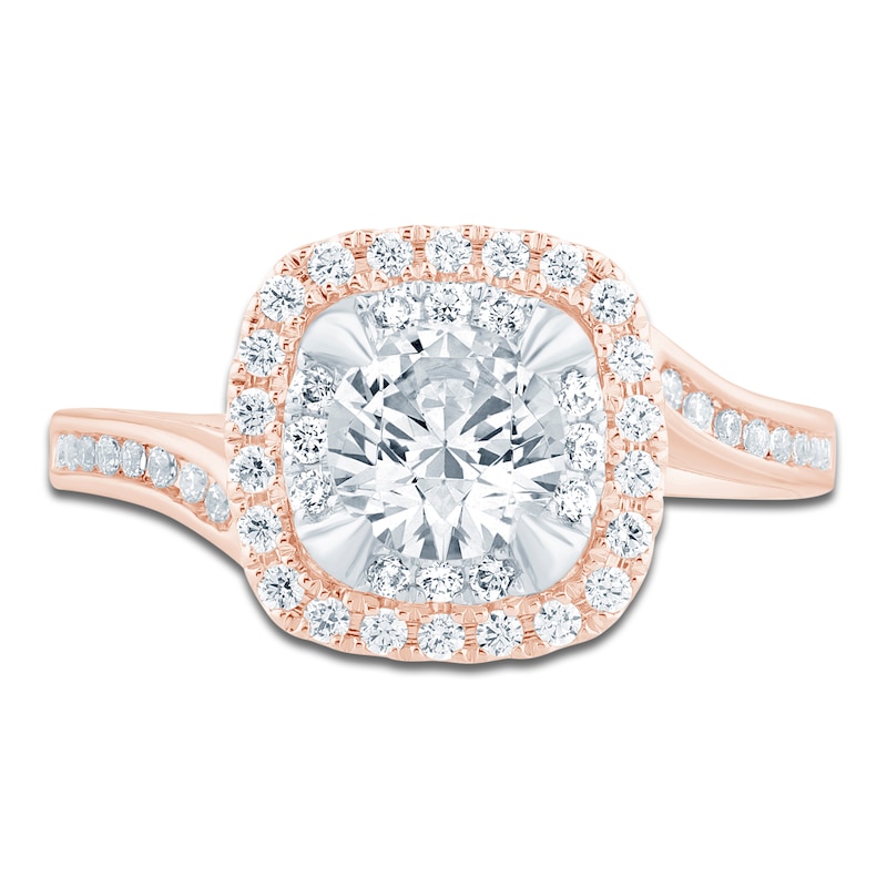 Main Image 3 of Round-Cut Lab-Grown Diamond Bypass Halo Ring 1 ct tw 14K Rose Gold