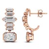 Thumbnail Image 1 of J'Lure Imperial-Emerald Step-Cut, Hexagon Baguette-Cut & Baguette-Cut Lab-Grown Diamond J-Hoop Earrings 4-1/3 ct tw 14K Rose Gold
