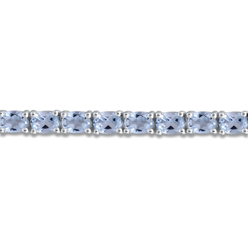 Main Image 2 of Oval-Cut Natural Aquamarine Line Bracelet Sterling Silver 7.25"