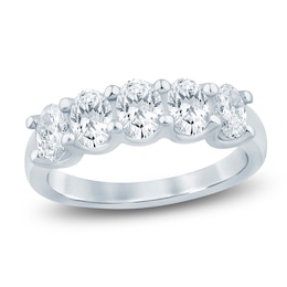 Oval-Cut Lab-Grown Diamond Five-Stone Anniversary Ring 1-1/2 ct tw 14K White Gold