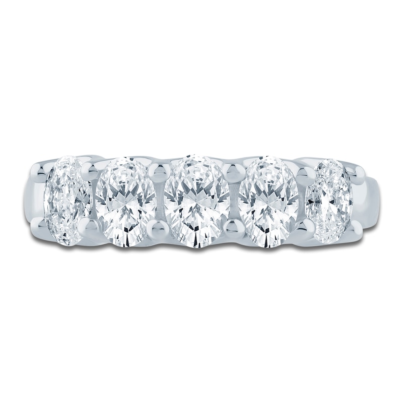 Main Image 3 of Oval-Cut Lab-Grown Diamond Five-Stone Anniversary Ring 1-1/2 ct tw 14K White Gold