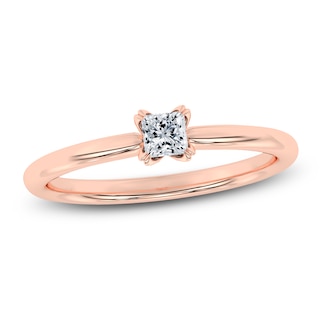 Certified Princess-Cut Diamond Solitaire Engagement Ring 1/4 ct tw 14K Rose Gold (I1/I)