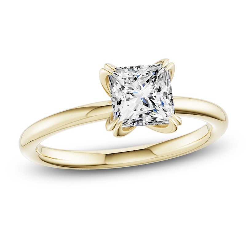 Main Image 1 of Certified Princess-Cut Diamond Solitaire Engagement Ring 1-1/2 ct tw 14K Yellow Gold (I1/I)