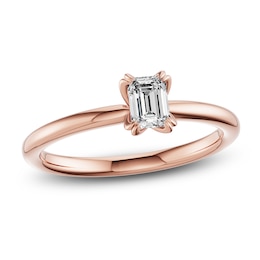 Certified Emerald-Cut Diamond Solitaire Engagement Ring 1/2 ct tw 18K Rose Gold (SI2/G)