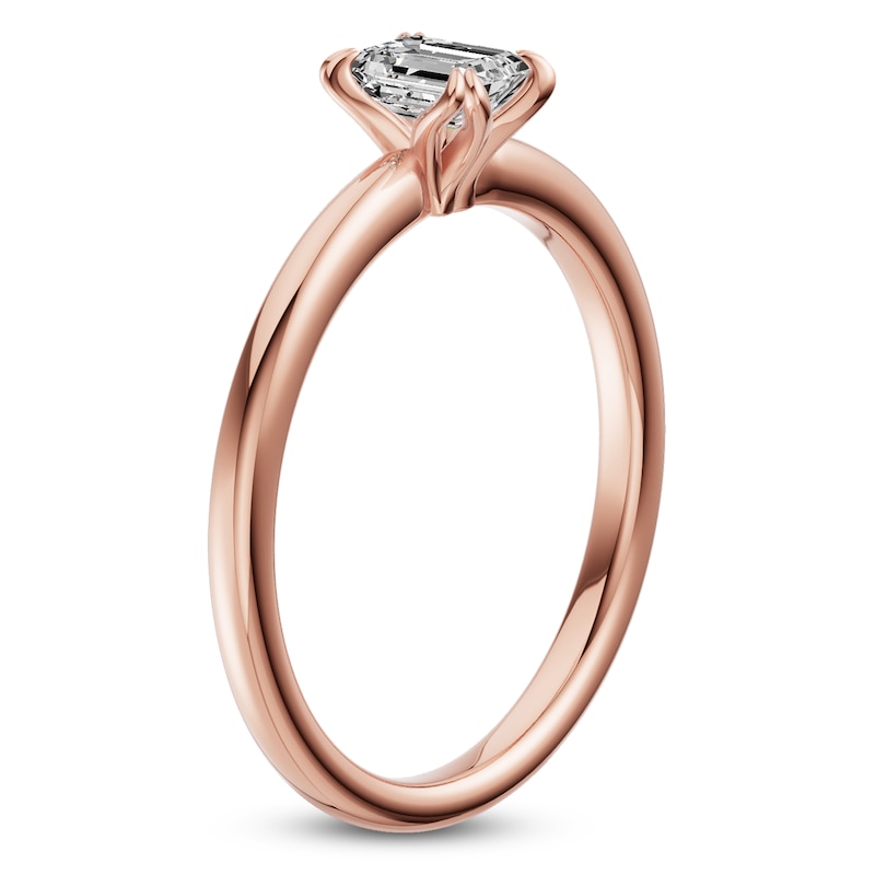 Main Image 2 of Certified Emerald-Cut Diamond Solitaire Engagement Ring 1/2 ct tw 18K Rose Gold (SI2/G)