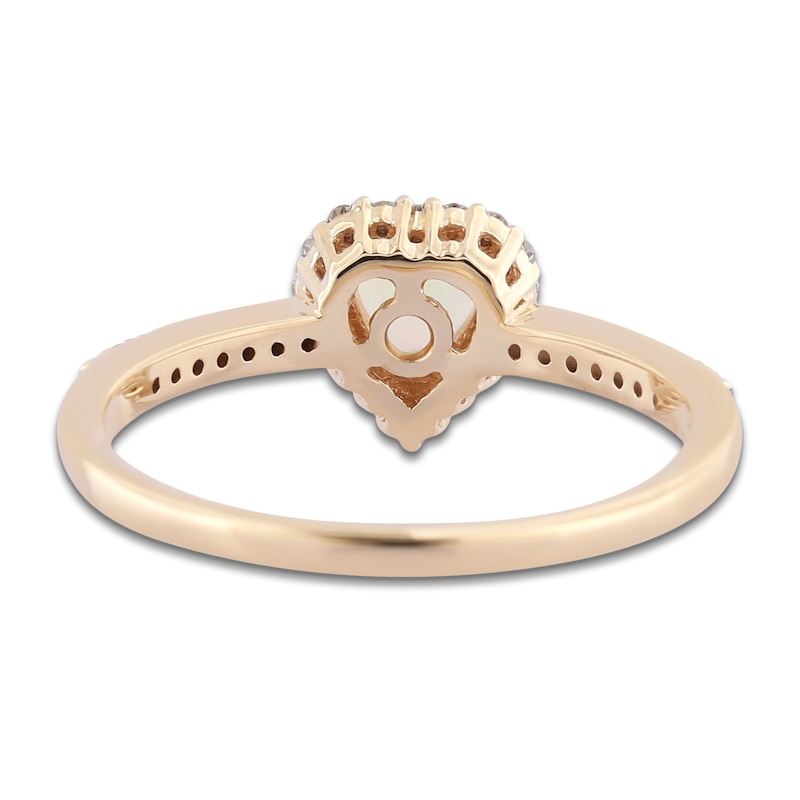 Main Image 3 of Heart-Shaped Natural Opal & Diamond Ring 1/6 ct tw 10K Yellow Gold