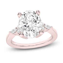Oval-Cut Lab-Grown Diamond Floral Engagement Ring 2 ct tw 14K Rose Gold