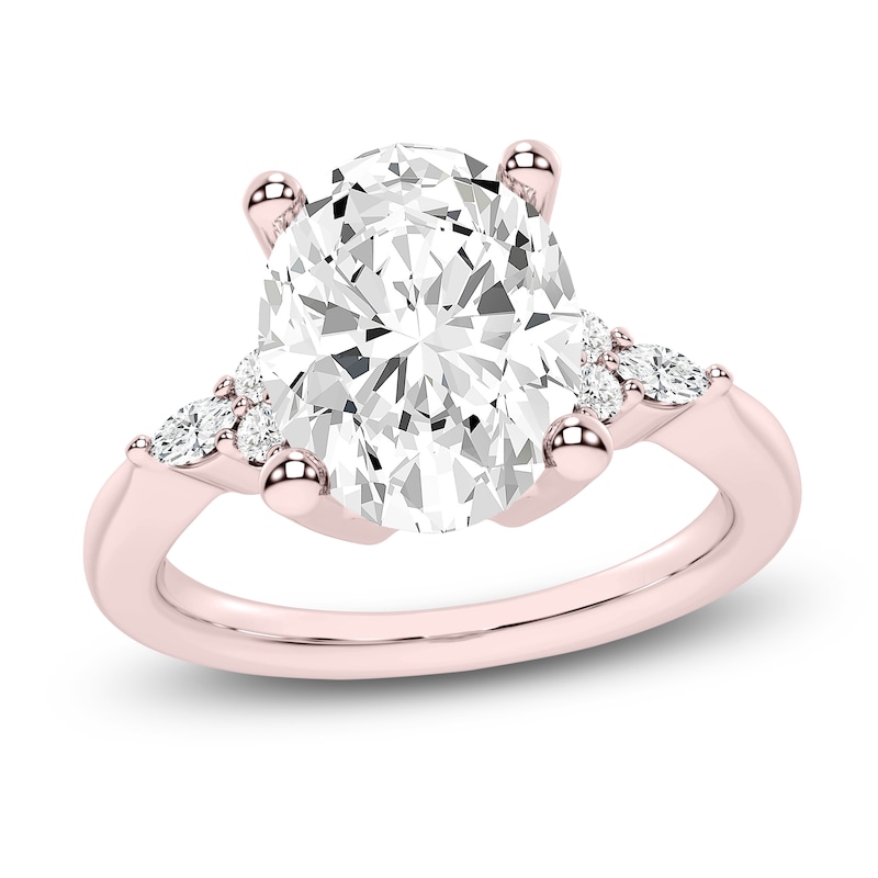 Main Image 1 of Oval-Cut Lab-Grown Diamond Floral Engagement Ring 2 ct tw 14K Rose Gold