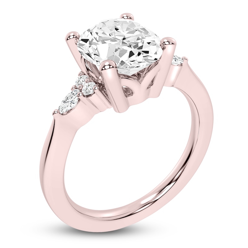 Main Image 2 of Oval-Cut Lab-Grown Diamond Floral Engagement Ring 2 ct tw 14K Rose Gold