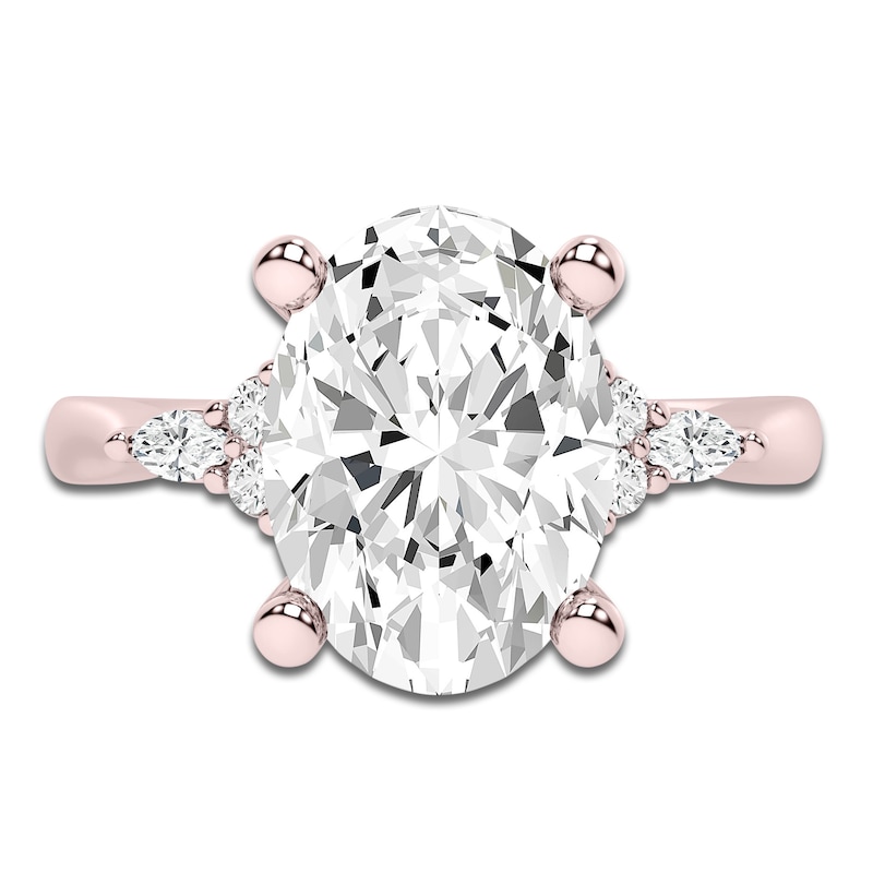 Main Image 3 of Oval-Cut Lab-Grown Diamond Floral Engagement Ring 2 ct tw 14K Rose Gold