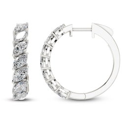 Marquise-Cut Lab-Grown Diamond Tilted Hoop Earrings 2 ct tw 14K White Gold
