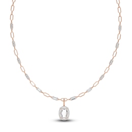 J'Lure Oval Portrait-Cut Lab-Grown Diamond Necklace 4-1/3 ct tw 14K Rose Gold 16.5"