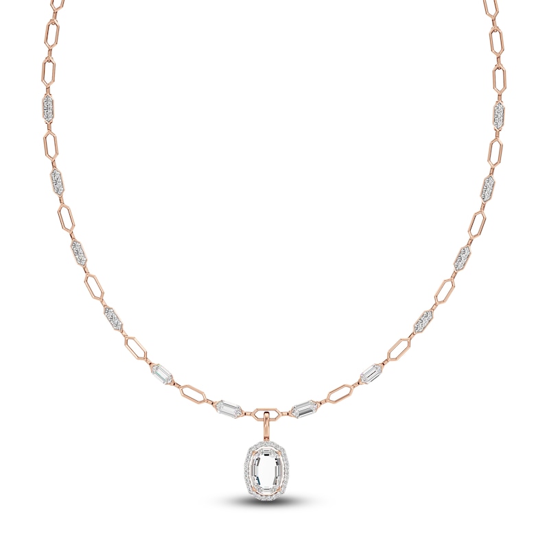 Main Image 1 of J'Lure Oval Portrait-Cut Lab-Grown Diamond Necklace 4-1/3 ct tw 14K Rose Gold 16.5"