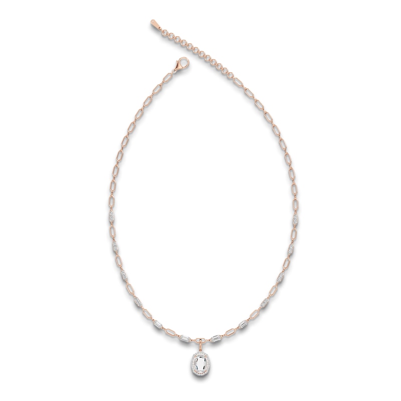 Main Image 2 of J'Lure Oval Portrait-Cut Lab-Grown Diamond Necklace 4-1/3 ct tw 14K Rose Gold 16.5"