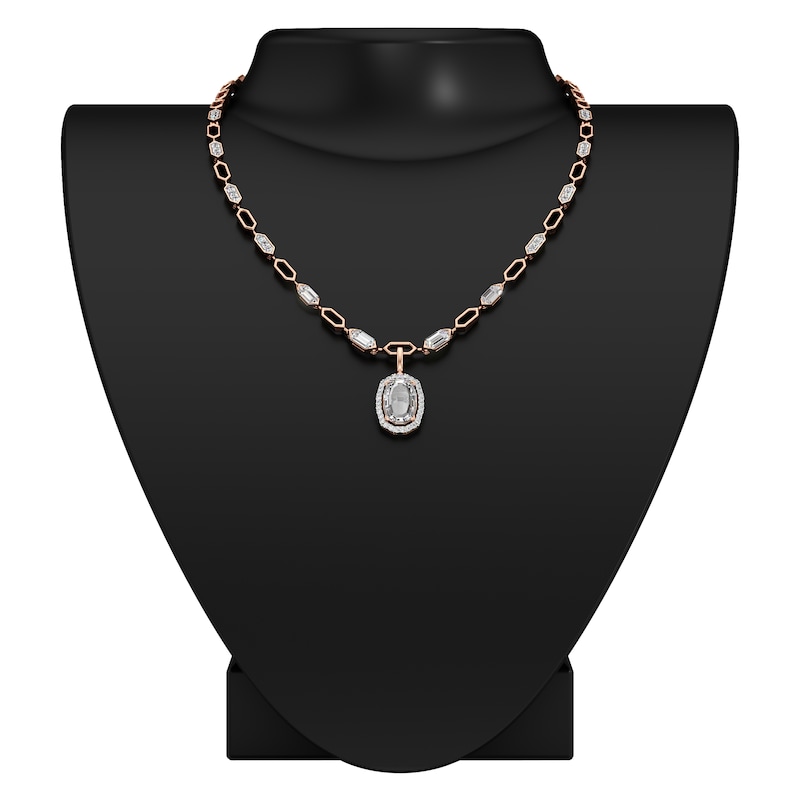 Main Image 3 of J'Lure Oval Portrait-Cut Lab-Grown Diamond Necklace 4-1/3 ct tw 14K Rose Gold 16.5"