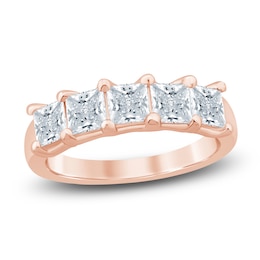 Princess-Cut Lab-Grown Diamond Five-Stone Anniversary Ring 2 ct tw 14K Rose Gold