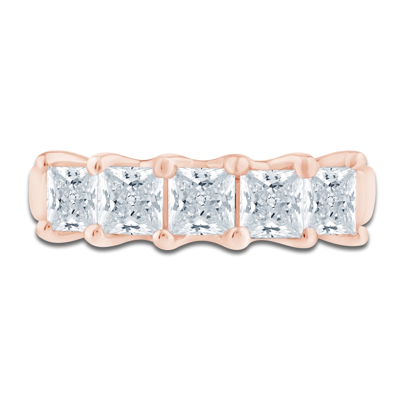 Main Image 3 of Princess-Cut Lab-Grown Diamond Five-Stone Anniversary Ring 2 ct tw 14K Rose Gold