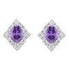 Thumbnail Image 3 of Oval-Cut Natural Amethyst & Diamond Frame Stud Earrings 1/8 ct tw 14K White Gold