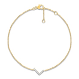 Diamond Initial L Bracelet 1/15 ct tw 10K Yellow Gold 7.5"