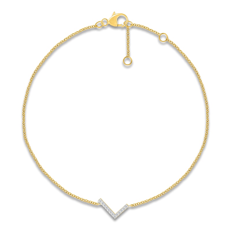 Main Image 1 of Diamond Initial L Bracelet 1/15 ct tw 10K Yellow Gold 7.5"
