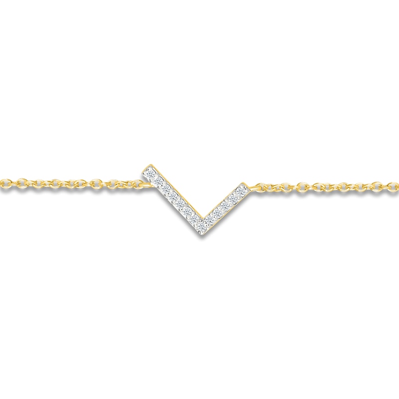 Main Image 2 of Diamond Initial L Bracelet 1/15 ct tw 10K Yellow Gold 7.5"