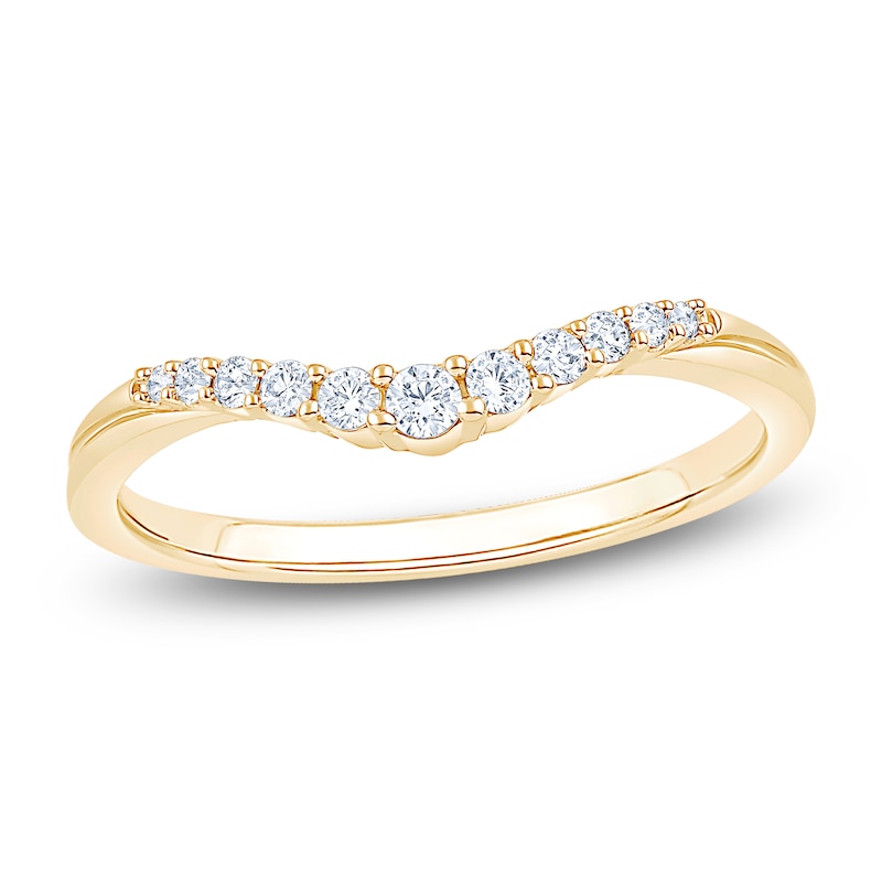 Main Image 1 of Certified Diamond Graduated Contour Anniversary Ring 1/6 ct tw 14K Yellow Gold