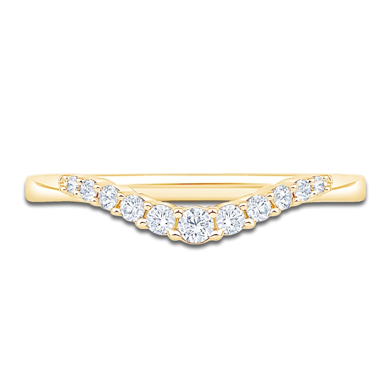 Main Image 3 of Certified Diamond Graduated Contour Anniversary Ring 1/6 ct tw 14K Yellow Gold