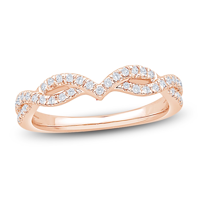 Main Image 1 of Certified Diamond Chevron Twist Enhancer Ring 1/5 ct tw 14K Rose Gold