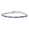 Thumbnail Image 1 of Natural Blue Sapphire & Diamond Line Bracelet 5/8 ct tw 14K White Gold 7"