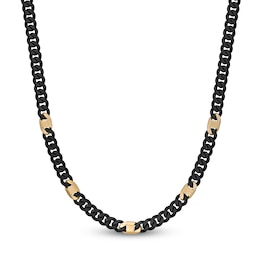 Men's Curb Chain Necklace 8mm Black & Yellow Ion-Plated Stainless Steel 22"