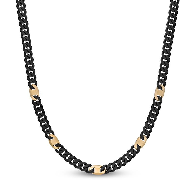 Main Image 1 of Men's Curb Chain Necklace 8mm Black & Yellow Ion-Plated Stainless Steel 22"